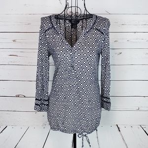 Lucky Brand V-Neck Long Sleeve Top w/Tie Hem